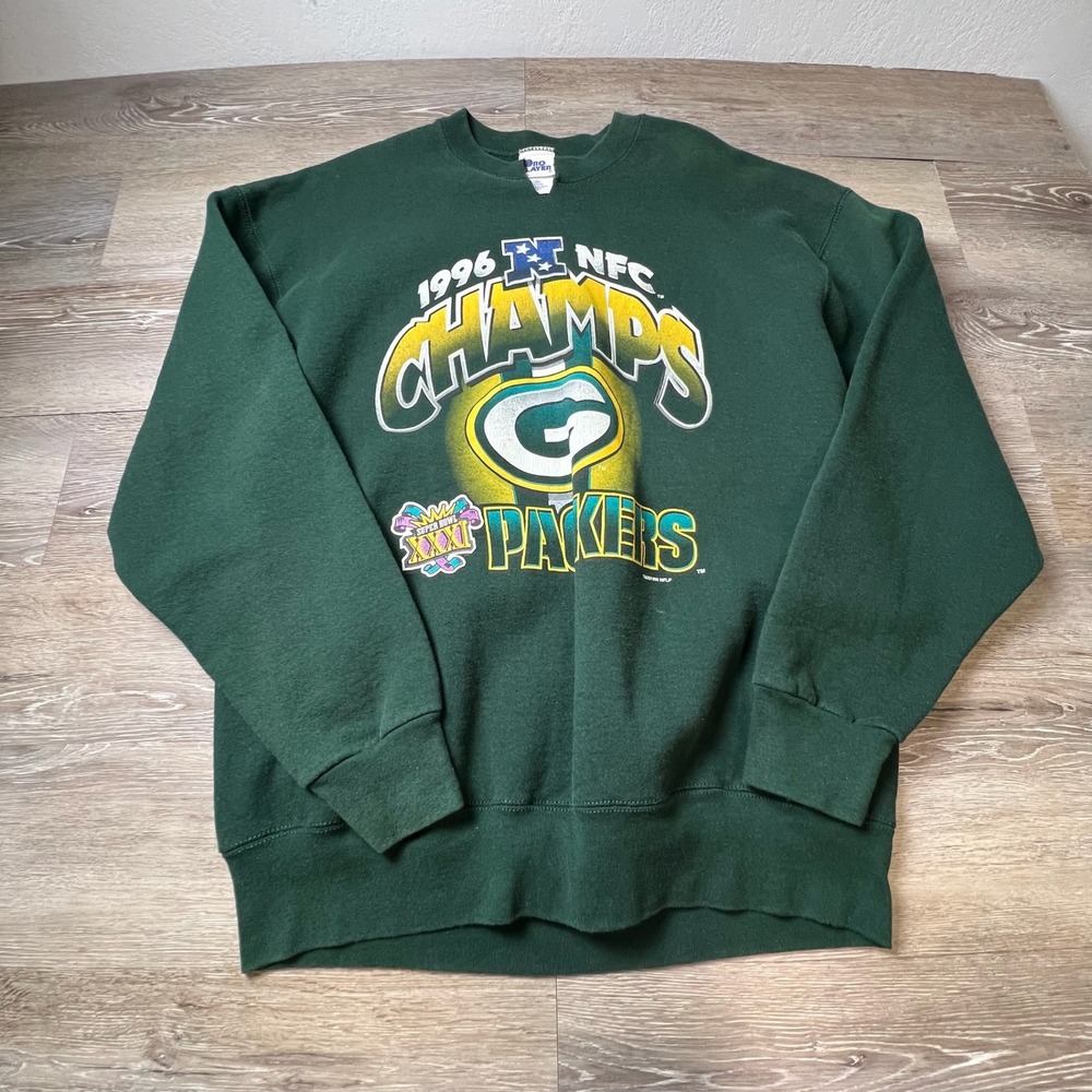 Packers Sweatshirt Mens XXL Green 1996 NFC Champs Super Bowl XXXI NFL pro player